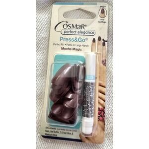 Vintage 2008 Cosmar Press & Go "Mocha Magic" Oval Tip Nails Sealed Set
